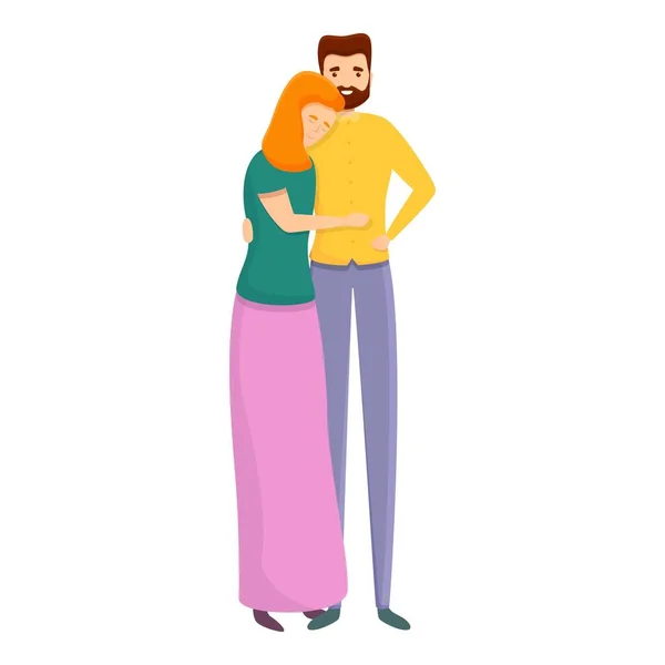 Happy hug couple icon, cartoon style — Stock Vector