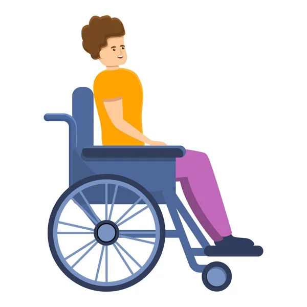 Homme handicapé en fauteuil roulant icône, style dessin animé — Image vectorielle