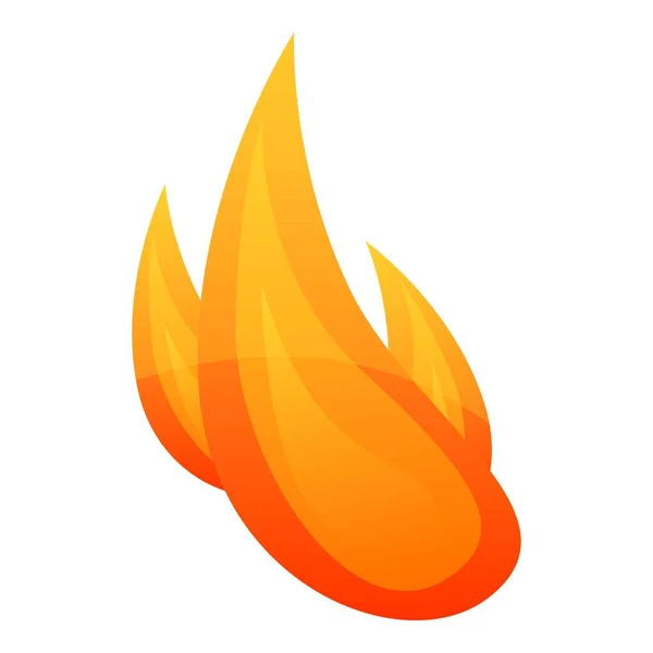 Oranžový oheň plamen ikona, kreslený styl — Stockový vektor
