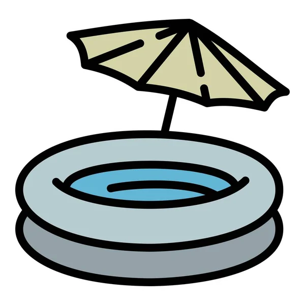 Rubber round pool icon, outline style — Stock Vector