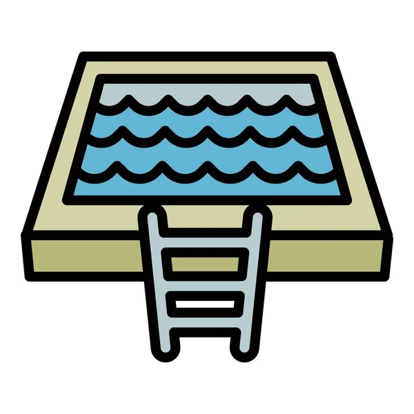 Icono de piscina moderna, estilo de esquema — Vector de stock