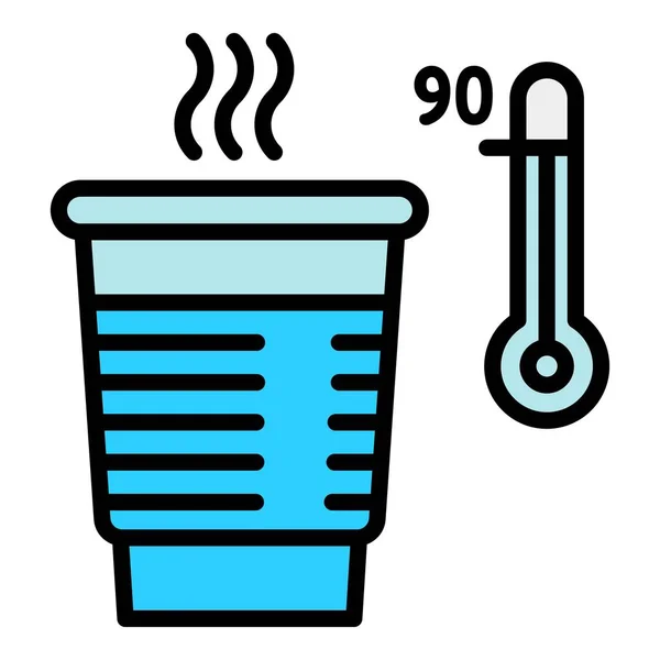 Warmwasser Kunststoffglas Symbol, Umriss Stil — Stockvektor
