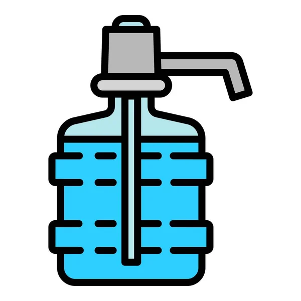 Botella de agua con icono de la bomba, estilo de esquema — Archivo Imágenes Vectoriales