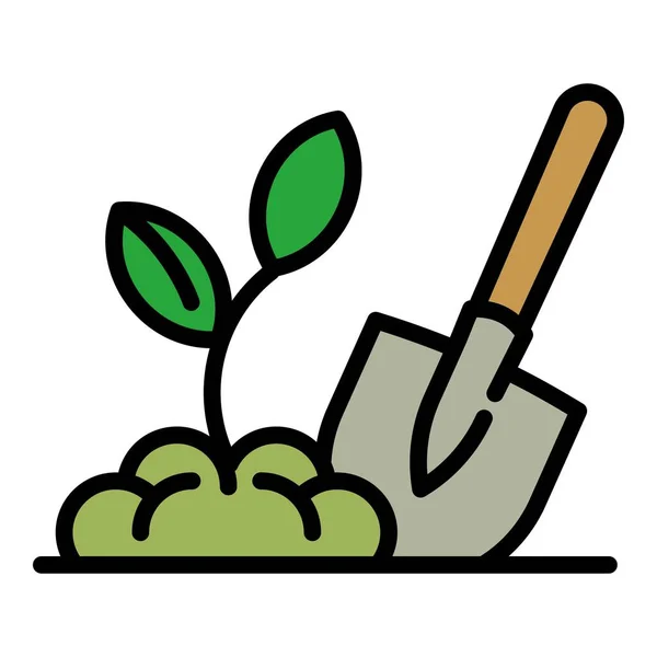 Icono de pala de jardín de mano, estilo de esquema — Vector de stock