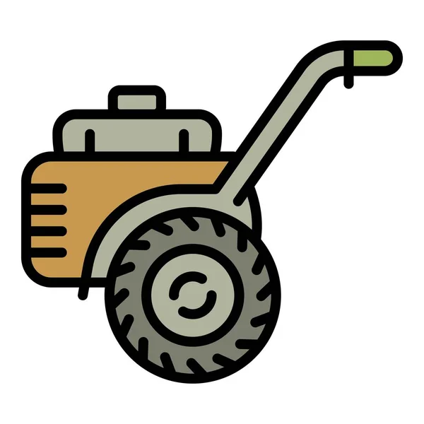 Granja walk-behind icono del tractor, estilo de esquema — Archivo Imágenes Vectoriales
