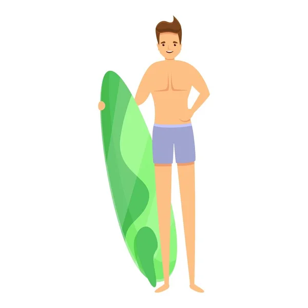 Family holidays surfing icon, cartoon style — Stock Vector