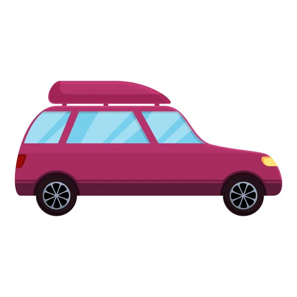 Icono de coche de vacaciones familiares, estilo de dibujos animados — Vector de stock