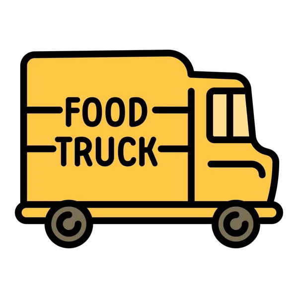 Icône de camion de nourriture de rue, style contour — Image vectorielle