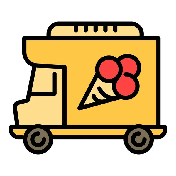 Icono de camión de helado calle, estilo contorno — Vector de stock