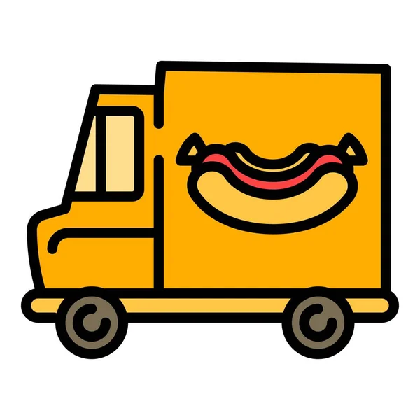 Hot dog ulicy ciężarówki ikona, zarys stylu — Wektor stockowy