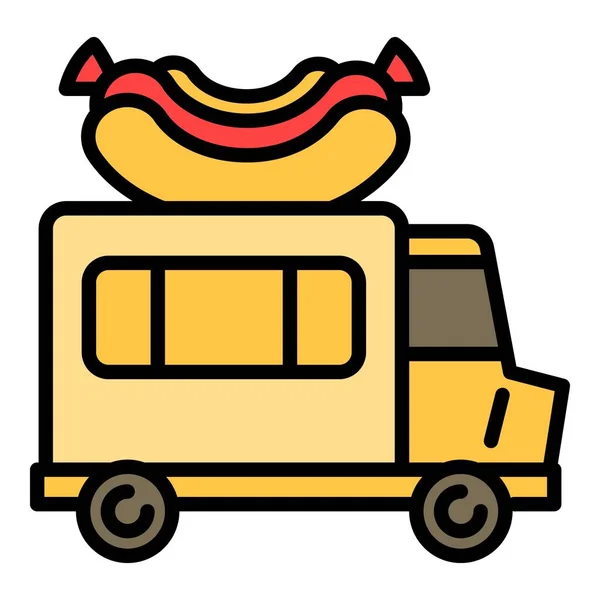 American hot dog camion icône, style contour — Image vectorielle