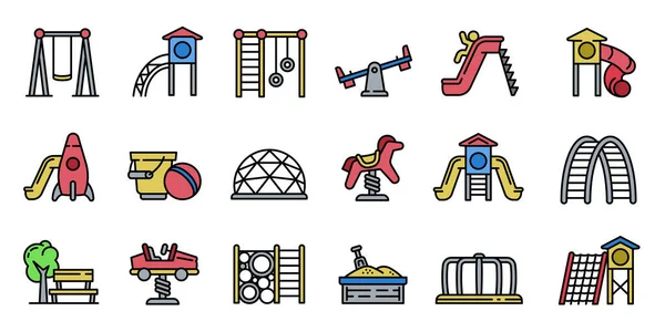Kinderspielplatz Icons Set, Outline-Stil — Stockvektor