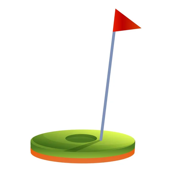 Icône de trou de drapeau de golf, style dessin animé — Image vectorielle