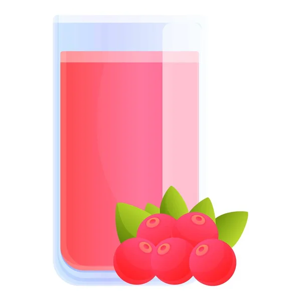 Ikona soku jagodowego szklana, kreskówka — Wektor stockowy