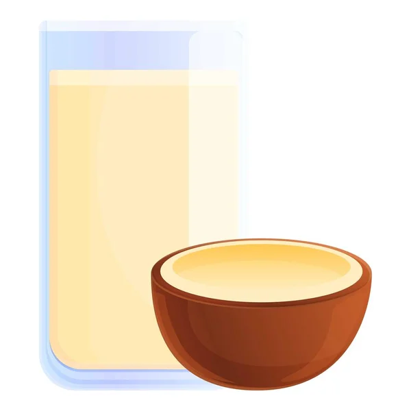 Kokosnusssaftglas-Ikone im Cartoon-Stil — Stockvektor