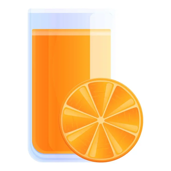 Icône en verre de jus d'orange, style dessin animé — Image vectorielle