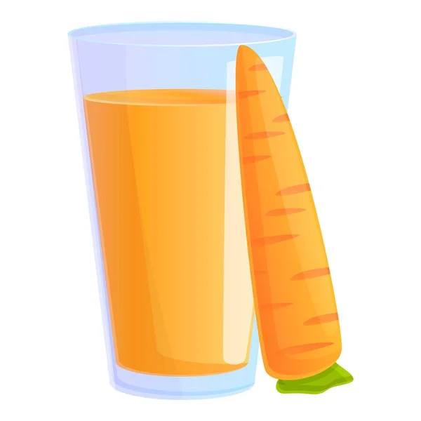 Icône en verre de jus de carotte, style dessin animé — Image vectorielle