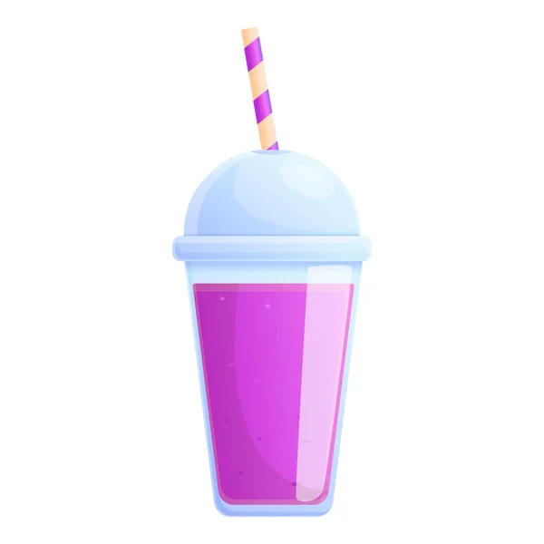 Smoothie jugo taza icono, estilo de dibujos animados — Vector de stock