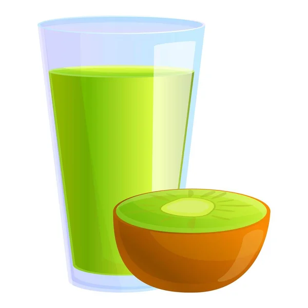 Kiwi icône en verre de jus, style dessin animé — Image vectorielle