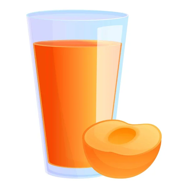 Peach juice glass icon, cartoon style — Stock Vector