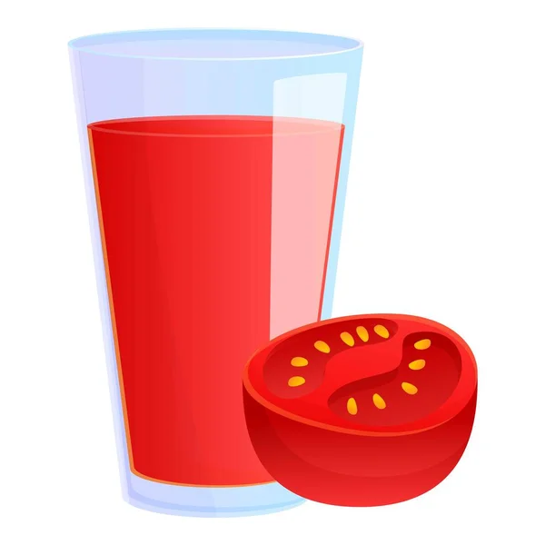 Icono de cristal de jugo de tomate, estilo de dibujos animados — Vector de stock