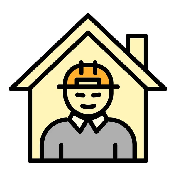 Icono de arquitecto de casa moderna, estilo de esquema — Vector de stock