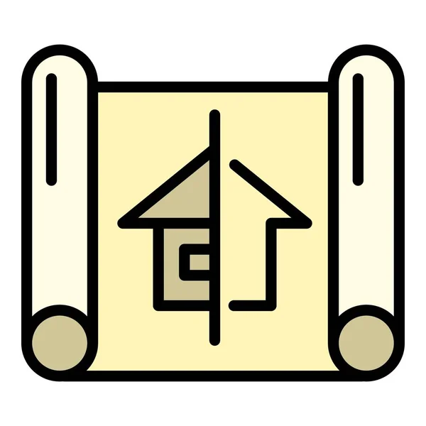 Ícone do plano da aldeia da casa, estilo esboço — Vetor de Stock