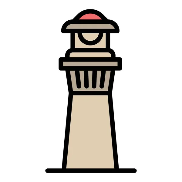 Hafen-Leuchtturm-Ikone, Umriss-Stil — Stockvektor