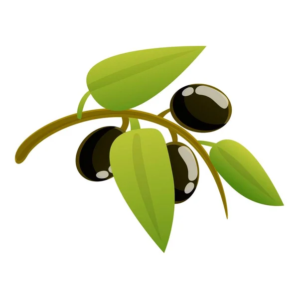 Greece black olive icon, cartoon style — Stock Vector