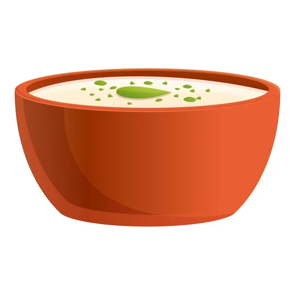 Grecia icona zuppa vegan, stile cartone animato — Vettoriale Stock