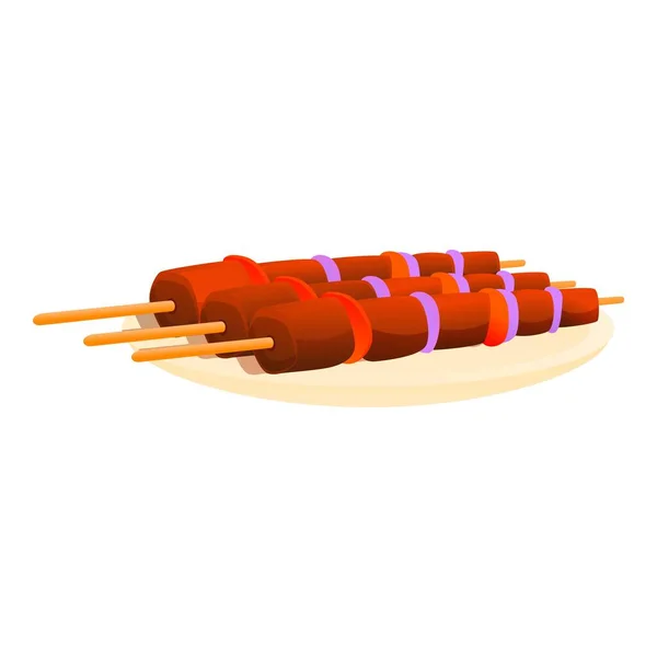 Ελλάδα bbq sticks εικονίδιο, στυλ κινουμένων σχεδίων — Διανυσματικό Αρχείο