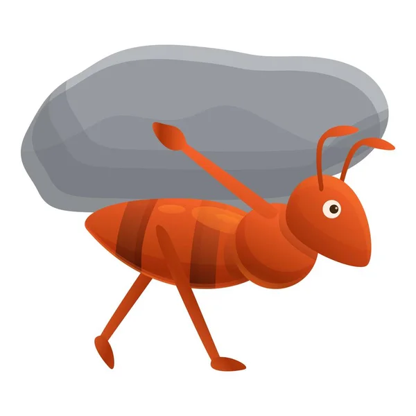 Ameise trägt Ikone aus Stein, Cartoon-Stil — Stockvektor
