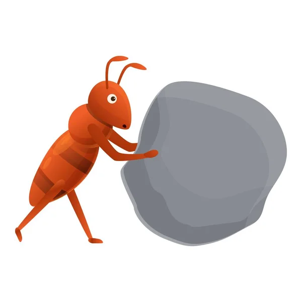 Ant encontrar icono de piedra, estilo de dibujos animados — Vector de stock
