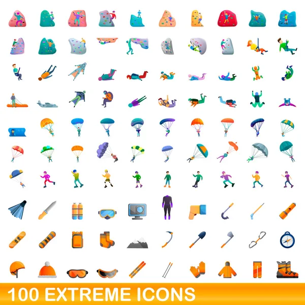 100 екстремальних піктограм, мультиплікаційний стиль — стоковий вектор