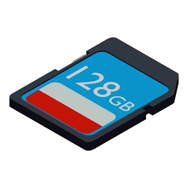 Icono de la tarjeta flash de la cámara, estilo isométrico — Vector de stock