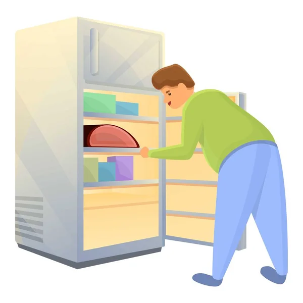 Обжорство пищевой холодильник икона, мультяшный стиль — стоковый вектор