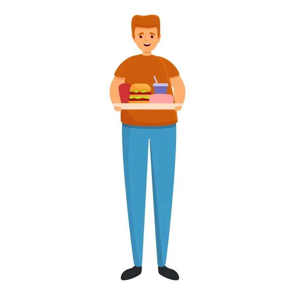 Gluttony icono de comida rápida, estilo de dibujos animados — Vector de stock