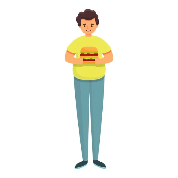 暴食学生汉堡图标，卡通风格 — 图库矢量图片