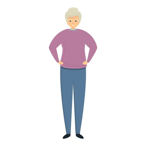 Happy granny at home icon, cartoon style — Stock Vector