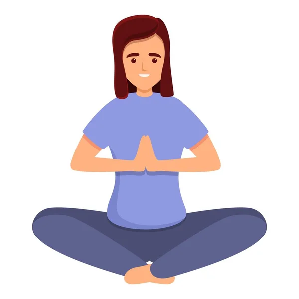 Inicio entrenamiento meditación icono, estilo de dibujos animados — Archivo Imágenes Vectoriales