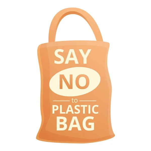 Say no plastic bag icon, cartoon style — стоковый вектор
