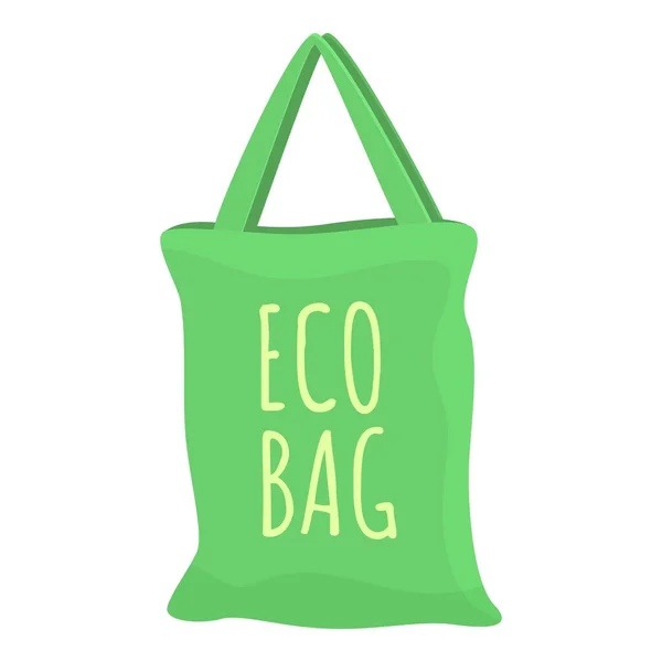 Icona eco bag verde, stile cartone animato — Vettoriale Stock