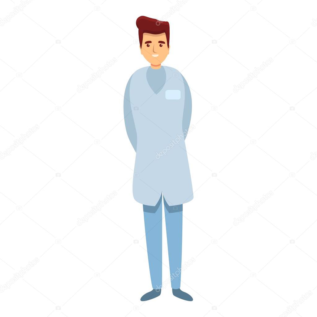 Smiling nurse man nursing home icon, cartoon style