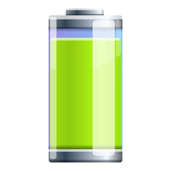 Volledig groene batterij pictogram, cartoon stijl — Stockvector