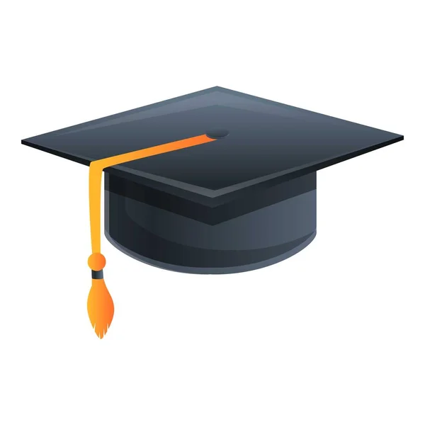 Ícone de chapéu de formatura de estudante, estilo de desenho animado — Vetor de Stock