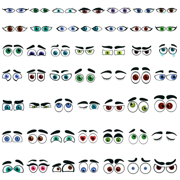 Eyes icons set, cartoon style — Stock Vector