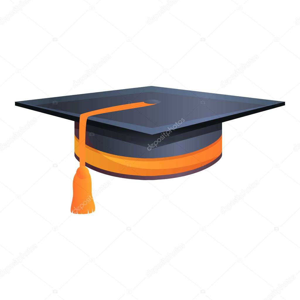 College graduation hat icon, cartoon style