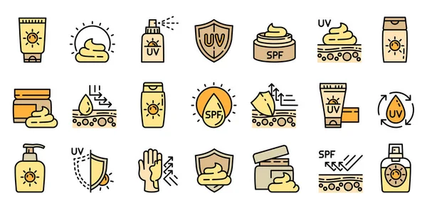 Conjunto de ícones de sol cosméticos, estilo esboço — Vetor de Stock