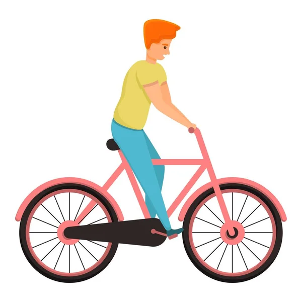 自転車に乗る息子のアイコン、漫画のスタイル — ストックベクタ