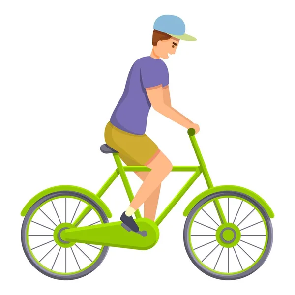 Kid ride bike icon, cartoon style — Stock Vector